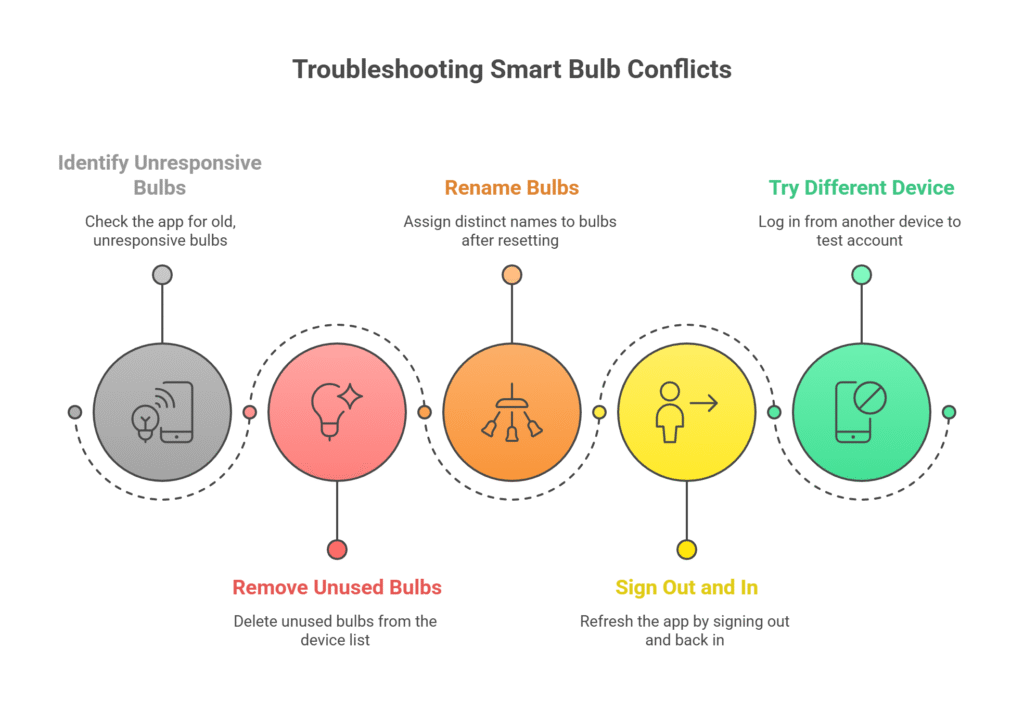 🗑️ Clearing App Device Conflicts During Smart Bulb Troubleshooting - visual selection