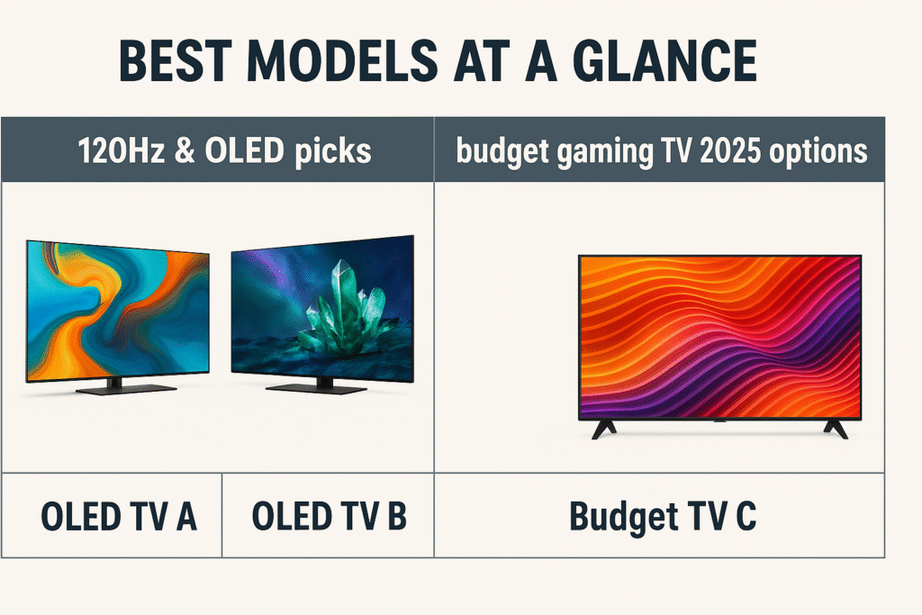 Best Models at a Glance: 120Hz & OLED picks + budget gaming TV 2025 options