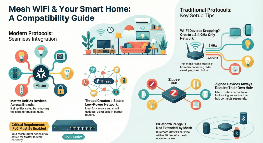 Mesh Wifi Compatibility With Smart Devices Matter Thread Zigbee