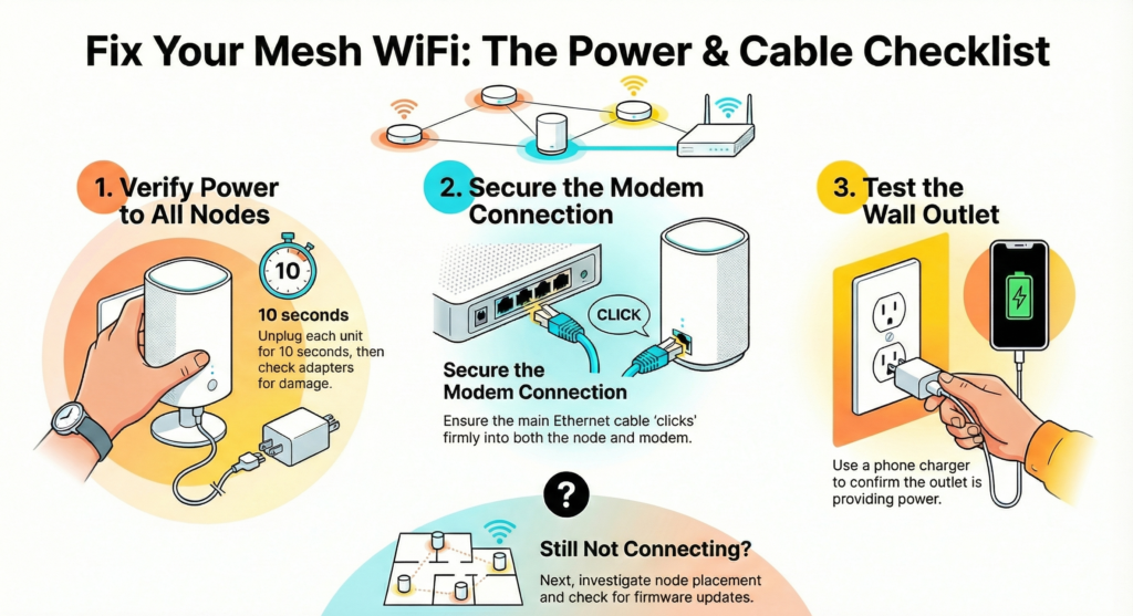 Mesh Wifi Not Connecting Check Power Cables And Modem First