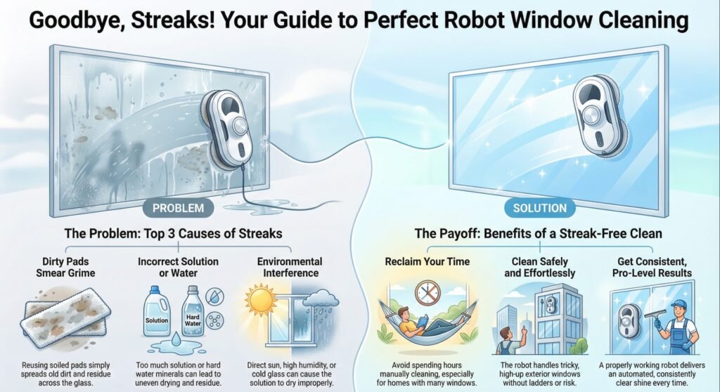 window cleaning robot leaves streaks