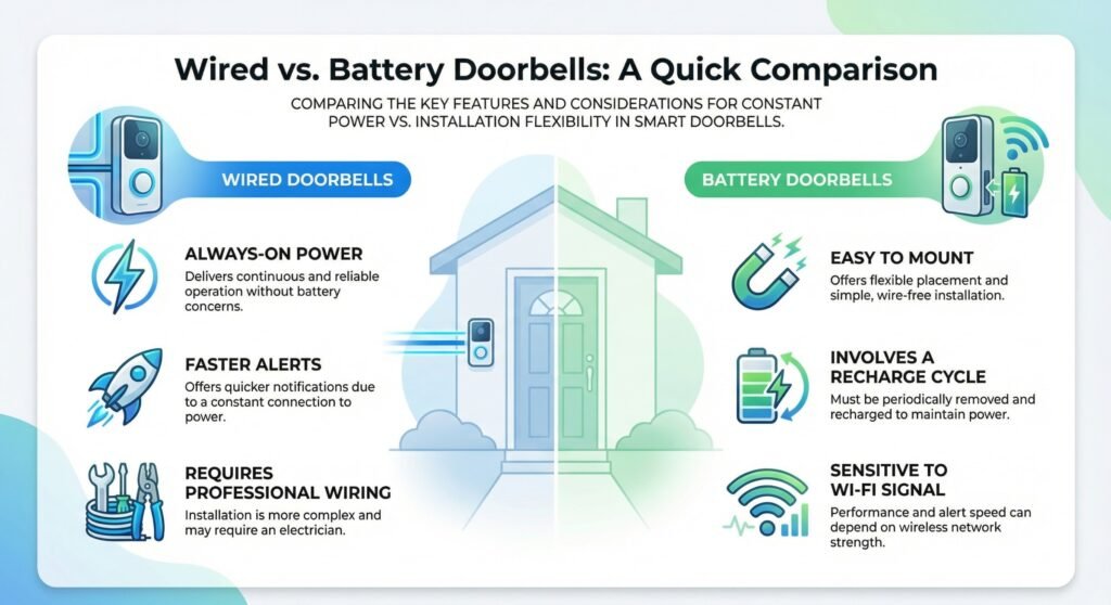 wired vs battery video doorbell no subscription