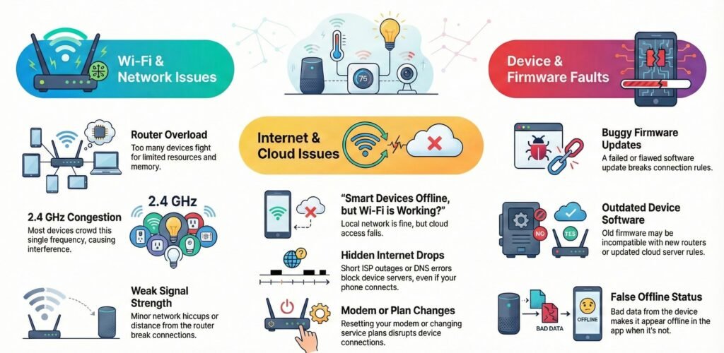 smart home devices going offline causes